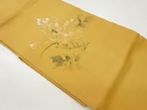 作家物 塩瀬手描き抽象花葉模様名古屋帯